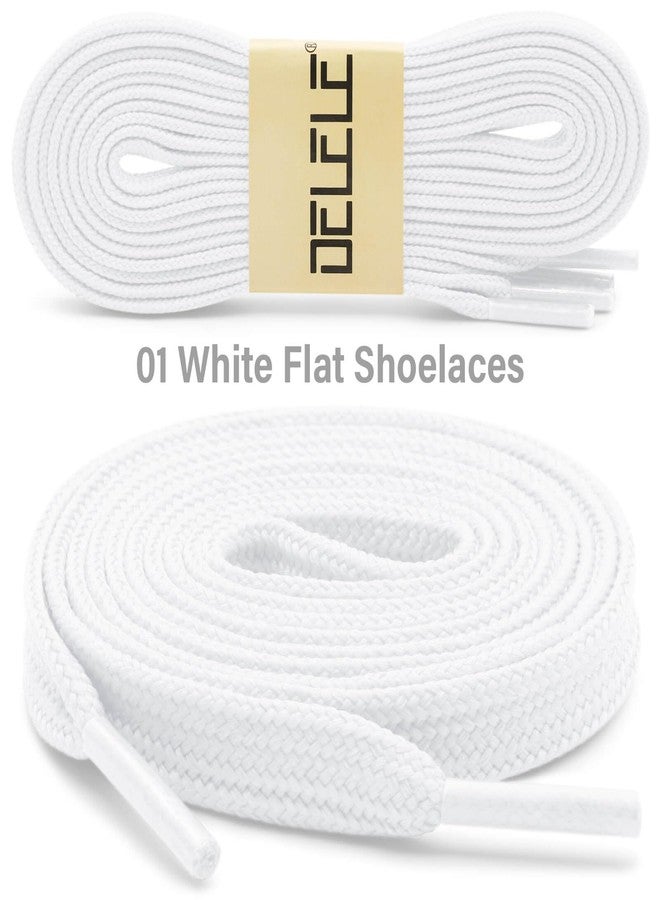 DELELE Solid Flat Shoe Laces: Hollow Thick White Shoelaces for Sneakers 2 Pair 47 inch - Image 2